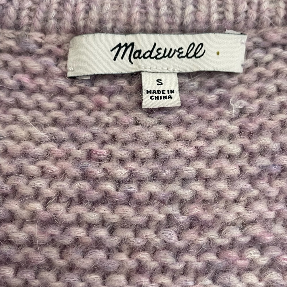 Madewell lavender fringe v neck sweater size small - Picture 2 of 3
